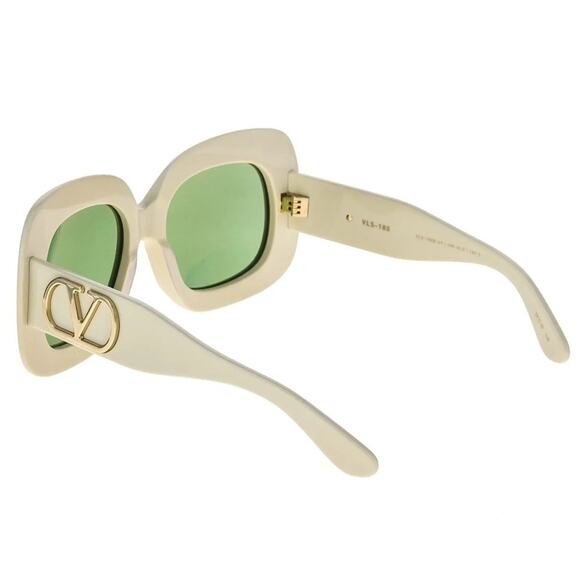 New! Valentino VLS 180B, Cream Sunglasses with Green Lenses, Authentic main image 5